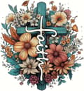 Miniatyrbild 1 av 7: Bomclap Blomsterkors Diamantkonst Full Drill - Religiöst Hantverk med Kristaller 35x35 cm