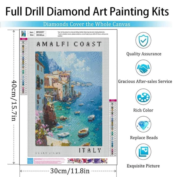 Bomclap Coast 5D Diamond Kit Voksne Begyndere – DIY Full Drill Diamond Dots! Kristallcraft – Hemmawall Indretningsgave 30x40cm