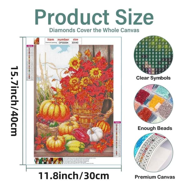 Bomclap Fall Flowers 5D Diamond Kit Aikuiset Aloittelijat – Tyhjennys – DIY Gem Art Full Drill Diamond Dots! Kristallcraft – Hemmawallin sisustuslahja