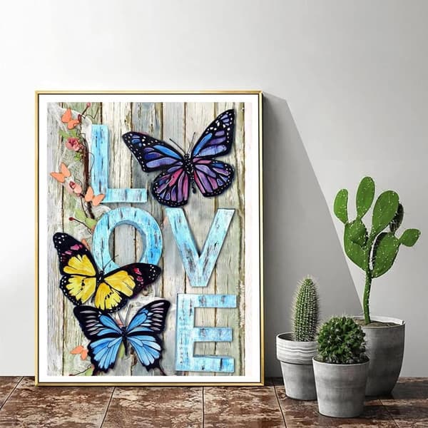 Bomclap Love Sommerfugl Diamantmaleri - Fuld Drill Krystal Perler Romantisk Vægkunst 30x40 cm