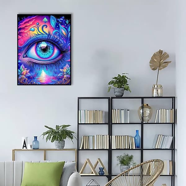 Bomclap Abstrakt Eye Diamond Art - Farverige 5D Krystal Perler 30x40 cm