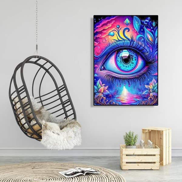 Bomclap Abstrakt Eye Diamond Art - Farverige 5D Krystal Perler 30x40 cm
