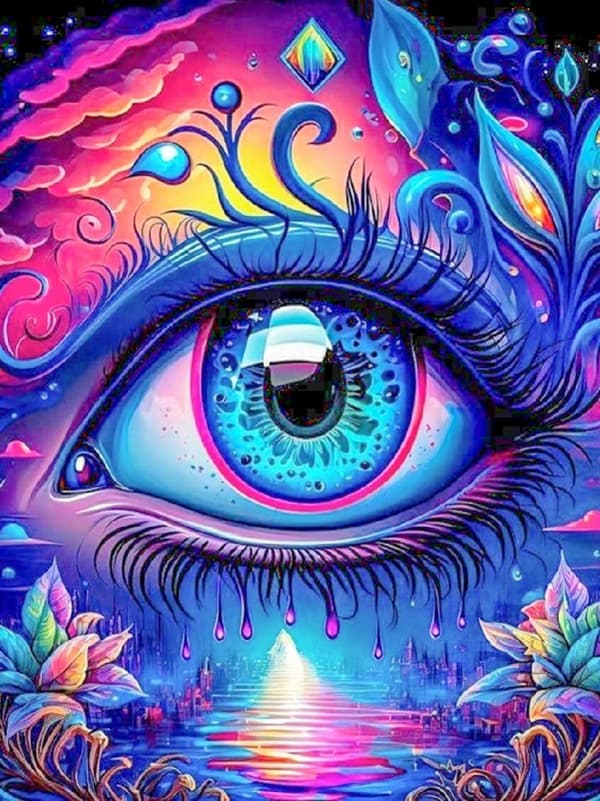 Bomclap Abstrakt Eye Diamond Art - Farverige 5D Krystal Perler 30x40 cm