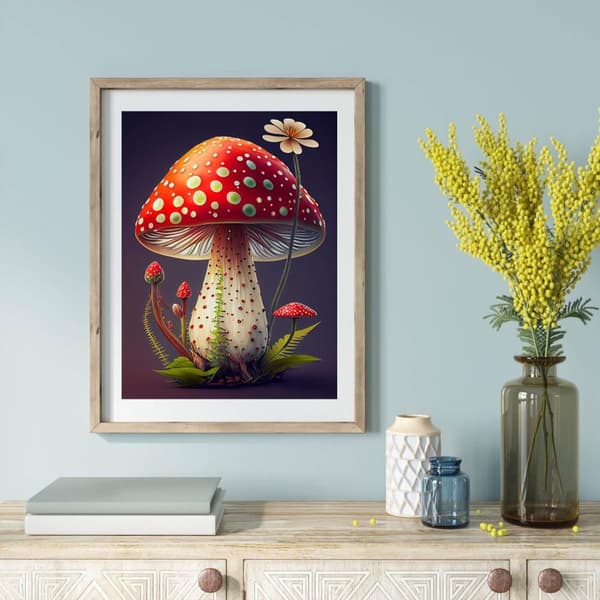 Bomclap Magiska Svampar Diamantpussel - Rundpärlemålning i Regnbågsfärger 30x40 cm