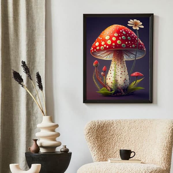 Bomclap Magiska Svampar Diamantpussel - Rundpärlemålning i Regnbågsfärger 30x40 cm
