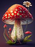 Miniatyrbild 1 av 6: Bomclap Magiska Svampar Diamantpussel - Rundpärlemålning i Regnbågsfärger 30x40 cm