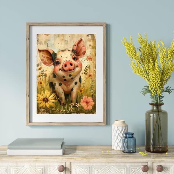 Bomclap Floral Pig Diamond Art - 5D Fuld Drill Daisy Design 30x40 cm Hobby Projekt