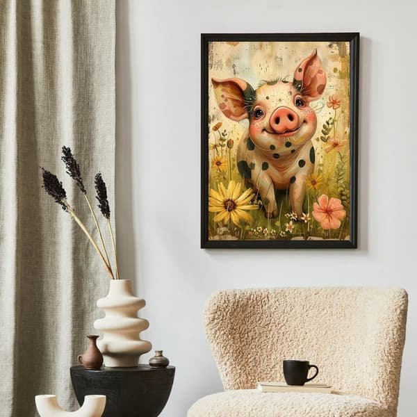 Bomclap Floral Pig Diamond Art - 5D Fuld Drill Daisy Design 30x40 cm Hobby Projekt