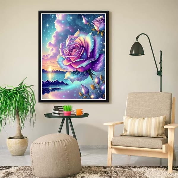Bomclap Sunset Roses Diamantmaleri - Romantisk Fuld Drill Vægkunst 30x40 cm