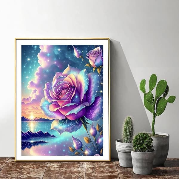 Bomclap Sunset Roses Diamantmaleri - Romantisk Fuld Drill Vægkunst 30x40 cm