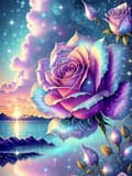 Miniatyrbillede 1 af 6: Bomclap Sunset Roses Diamantmaleri - Romantisk Fuld Drill Vægkunst 30x40 cm