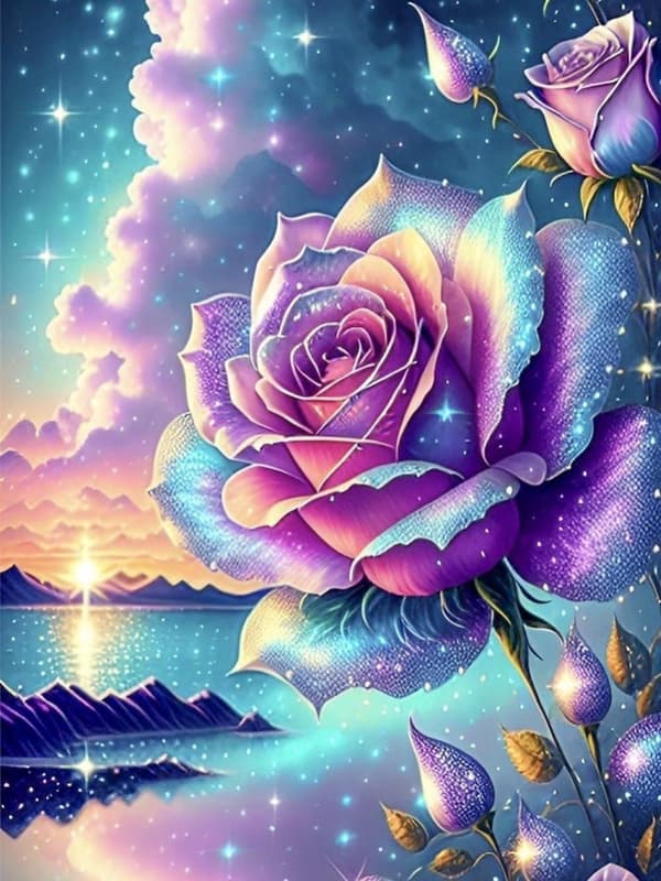 Bomclap Sunset Roses Diamantmaleri - Romantisk Fuld Drill Vægkunst 30x40 cm