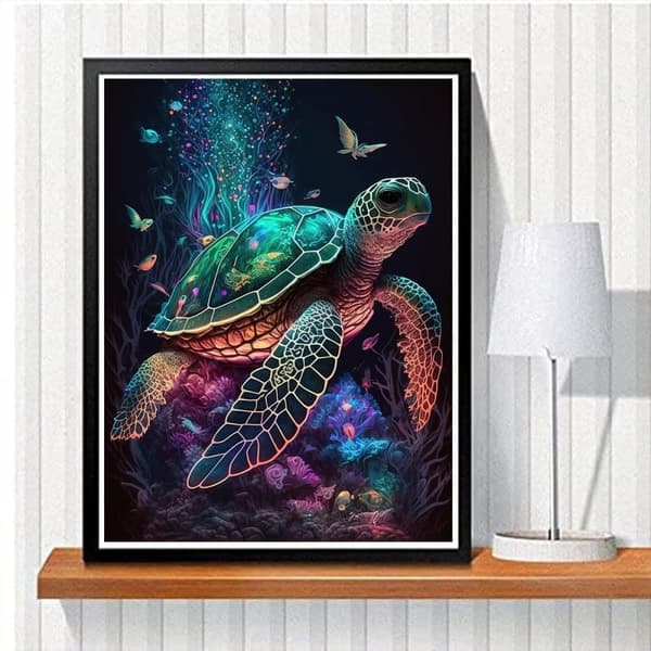 Bomclap Merikilpikonna Timanttipalapeli - Merielämä 5D Kristallitaidetta 30x40 cm