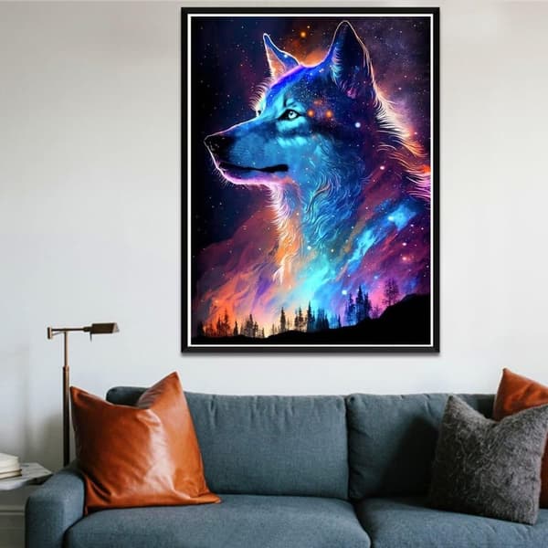 Bomclap Wolves in Northern Lights Diamond Art - Vuoristomaisema Full Drill 30x40 cm