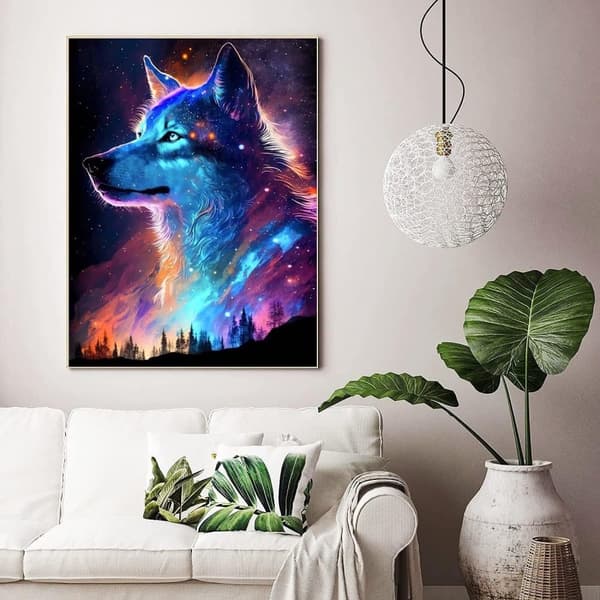 Bomclap Wolves in Northern Lights Diamond Art - Vuoristomaisema Full Drill 30x40 cm