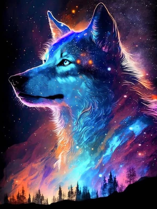 Bomclap Wolves in Northern Lights Diamond Art - Vuoristomaisema Full Drill 30x40 cm
