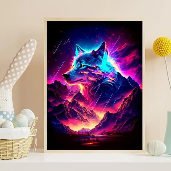 Bomclap Wolf Muotokuva Timanttimaalaus - Eläinaihe 5D-kristallihelmillä 30x40 cm