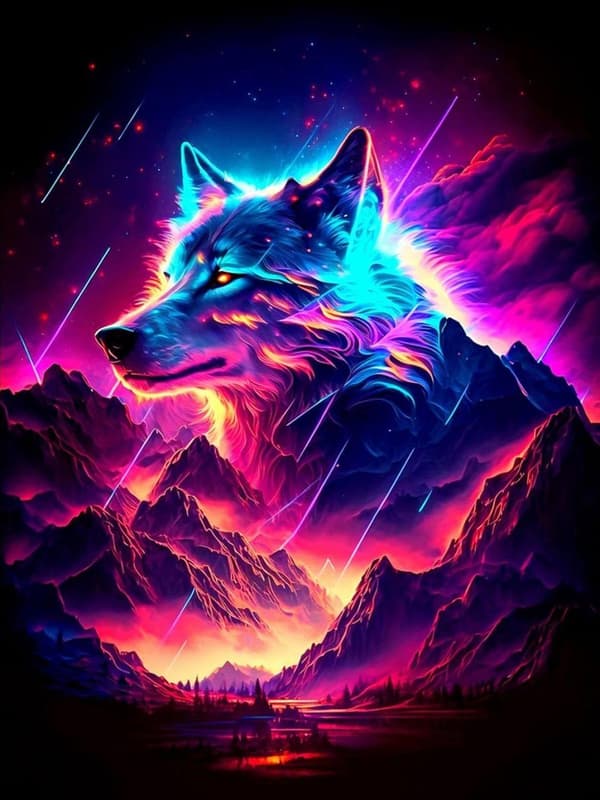 Bomclap Wolf Muotokuva Timanttimaalaus - Eläinaihe 5D-kristallihelmillä 30x40 cm