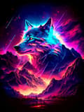 Pikkukuva 1 / 6: Bomclap Wolf Muotokuva Timanttimaalaus - Eläinaihe 5D-kristallihelmillä 30x40 cm