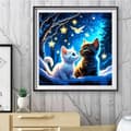 Miniatyrbillede 4 af 6: Bomclap Star Cat Diamond Art - Natmotiv med fuld boreteknik 35x35 cm DIY hobbysæt