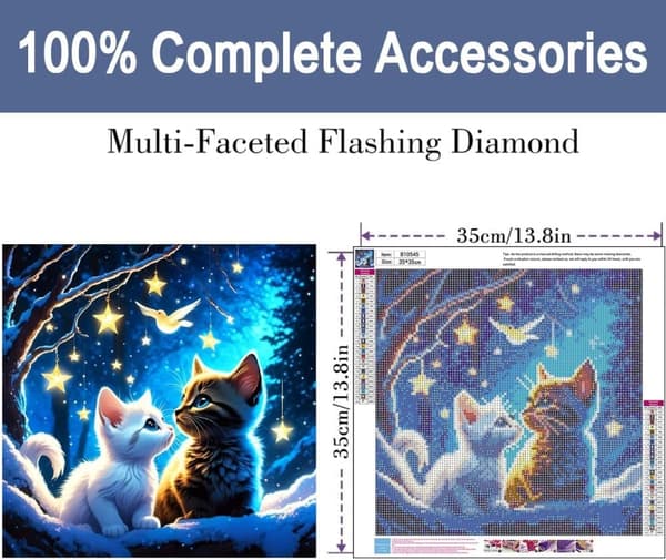 Bomclap Star Cat Diamond Art - Natmotiv med fuld boreteknik 35x35 cm DIY hobbysæt