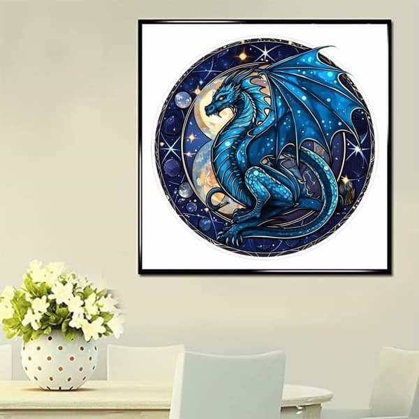 Bomclap Dragon Window Diamond Painting - Farvet glasteknik med fuld boremaskine 35x35 cm