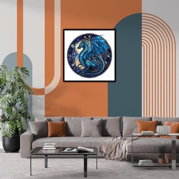Bomclap Dragon Window Diamond Painting - Farvet glasteknik med fuld boremaskine 35x35 cm