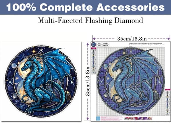 Bomclap Dragon Window Diamond Painting - Farvet glasteknik med fuld boremaskine 35x35 cm