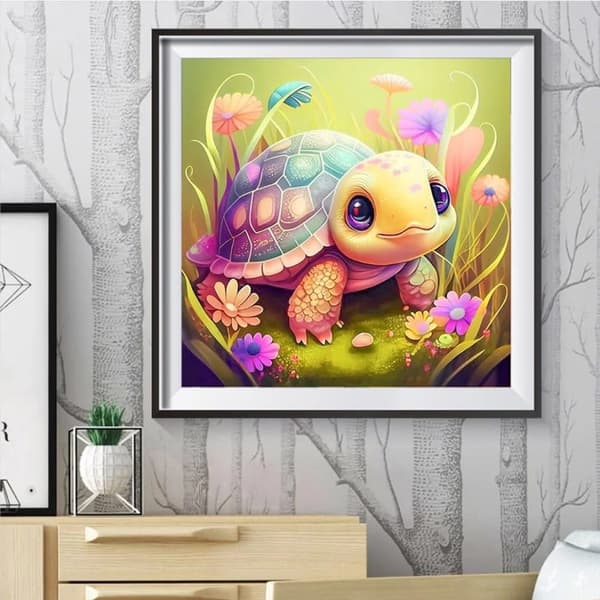 Bomclap Sød Skildpadde Diamant Puslespil - Mini 5D Perle Maleri 30x30 cm