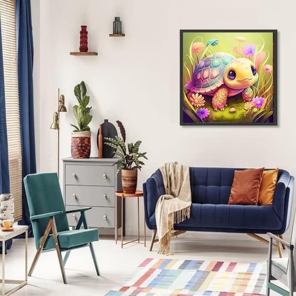 Bomclap Sød Skildpadde Diamant Puslespil - Mini 5D Perle Maleri 30x30 cm
