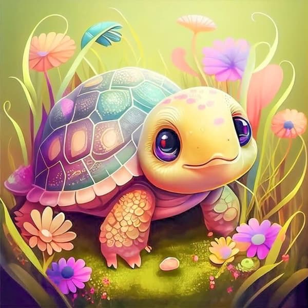 Bomclap Sød Skildpadde Diamant Puslespil - Mini 5D Perle Maleri 30x30 cm