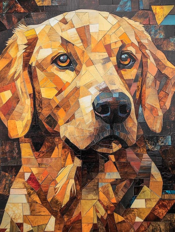 Bomclap Diamantmaleri – Mosaik - Styled Gold Retriever DIY 5D Diamantmaleri for voksne og begyndere, 30x40cm