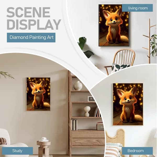 Bomclap Diamond Painting – Sød rød ræv i meget let DIY 5D diamantmaleri til voksne og begyndere, 30x40cm