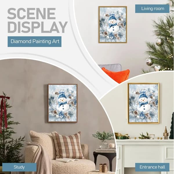 Bomclap Diamantmaleri – Vinter - Stylet Snemand i Trækrans DIY 5D Diamantmaleri for Voksne og Begyndere, 30x40cm