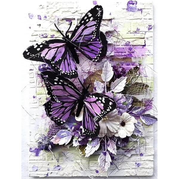 Bomclap Sommerfugl 5D DIY Diamantmålning Kits for Voksne. Rund Full Drill, Sommerfugle og Blomster. Meget egnet til Hjemmeafslapning og Vægdecor, 30x4
