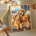 Miniatyrbillede 3 af 7: Bomclap Diamond Painting – Smuk Golden Retriever familie i meget let DIY 5D diamantmaleri for voksne og begyndere, 30x40cm