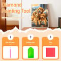 Miniatyrbillede 5 af 7: Bomclap Diamond Painting – Smuk Golden Retriever familie i meget let DIY 5D diamantmaleri for voksne og begyndere, 30x40cm