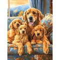 Miniatyrbillede 1 af 7: Bomclap Diamond Painting – Smuk Golden Retriever familie i meget let DIY 5D diamantmaleri for voksne og begyndere, 30x40cm