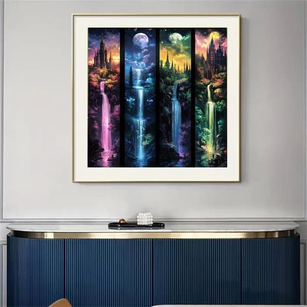 bomclap måne slot vandfald diamant maleri fuld boremaskine DIY boligindretning sæt - 5d diamant kunst mosaik begyndervenlig 35x35cm