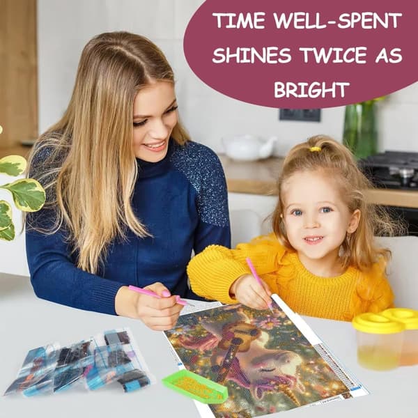 Bomclap Diamond Painting – Sød Enhjørning med Guitar i Magisk Skov DIY 5D Diamantmaleri for Voksne og Begyndere, 30x40cm