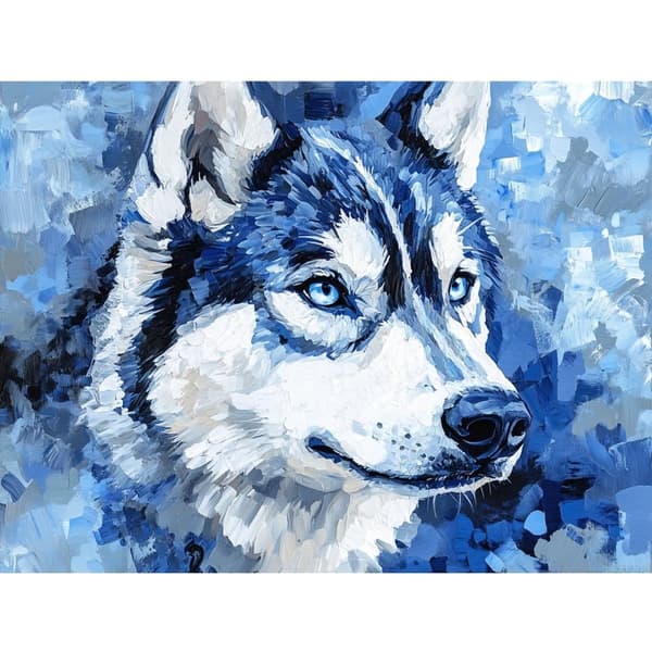 Bomclap Diamantmaleri – Blå - Styled Siberian Husky DIY 5D Diamantmaleri for voksne og begyndere, 30x40cm