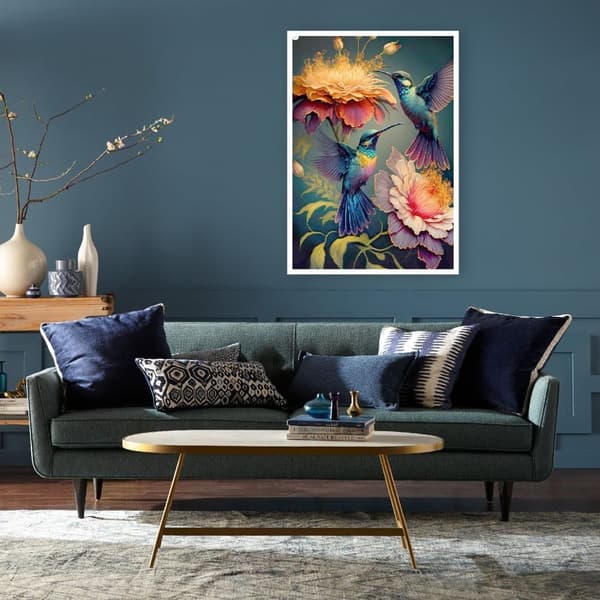 Bomclap timanttimaalaus – värikkäitä kolibrija kauniissa kukissa DIY 5D-timanttimaalaus aikuisille ja aloittelijoille, 30x40cm