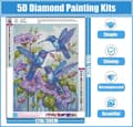 Miniatyrbild 3 av 5: Bomclap Diamond Painting – Blå Kolibrier och Violetter Blommor DIY 5D Diamantmålning för Vuxna & Nybörjare, 30x40cm