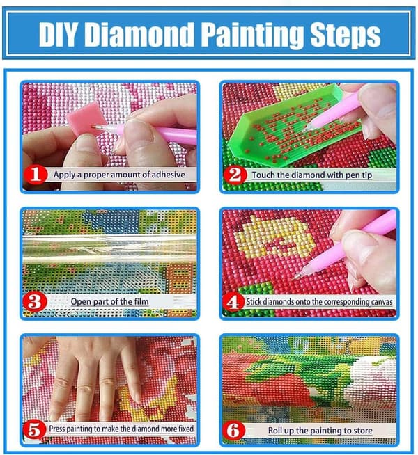 Bomclap Diamond Painting – Blå Kolibrier och Violetter Blommor DIY 5D Diamantmålning för Vuxna & Nybörjare, 30x40cm