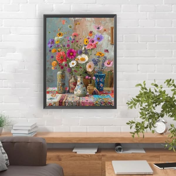 Bomclap Diamond Painting – Färgsprakande Blomsterarrangemang i Dekorativa Krukker DIY 5D Diamantmålning för Vuxna & Nybörjare, 30x40cm