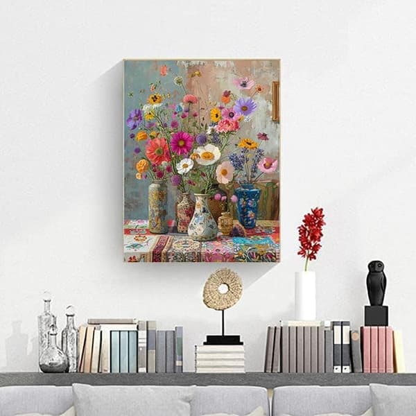 Bomclap Diamond Painting – Färgsprakande Blomsterarrangemang i Dekorativa Krukker DIY 5D Diamantmålning för Vuxna & Nybörjare, 30x40cm