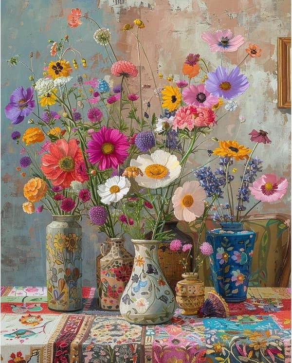 Bomclap Diamond Painting – Färgsprakande Blomsterarrangemang i Dekorativa Krukker DIY 5D Diamantmålning för Vuxna & Nybörjare, 30x40cm