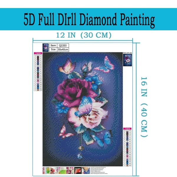 Bomclap Diamond malesæt til voksne, 5D DIY rund fuld bore sommerfugl og blomster diamantkunst. Meget velegnet til hemalek og rulledekoration, 30x40