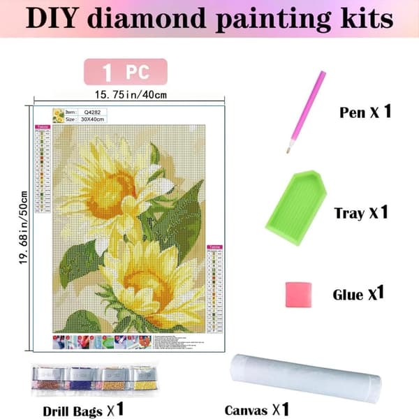Bomclap Blomster 5D Diamantmålning Kit – Full Drill! Kristall Gem Arts til Vægdecor & Bryllupsgave DIY Paint by Numbers for Voksne Beginner