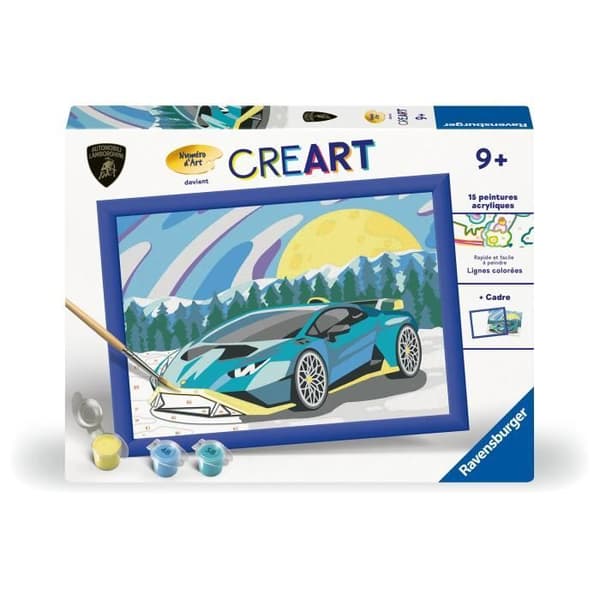 CreArt Kids 18x24cm Lamborghini, Malesæt efter tal, Kunstnummer, Alder 7+, 25842, Ravensburger